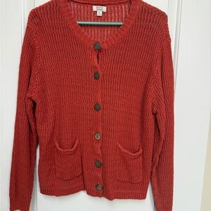Classic Red Button-Up Cardigan
